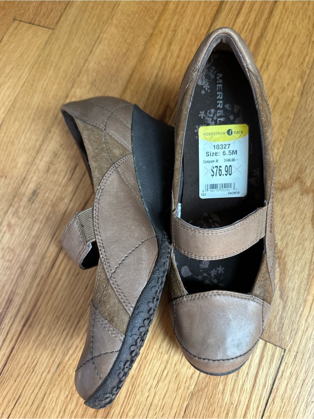 Merrell Orchid Tan Leather Mary Jane Wedge Shoes Vibram Women’s 6.5